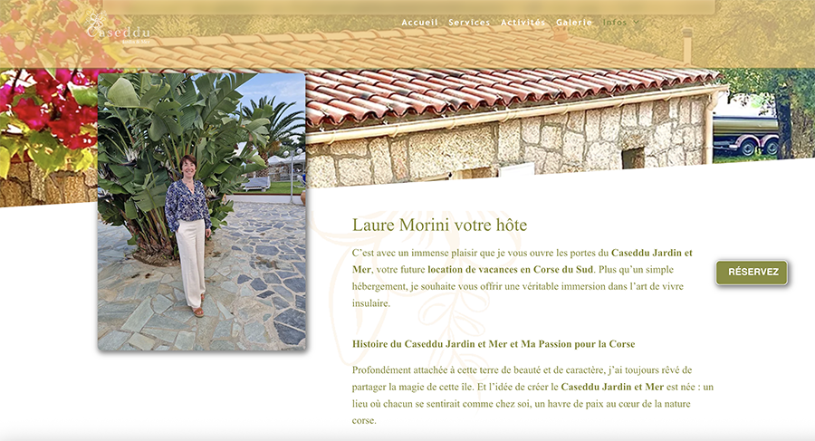 Laure Morini, hôte de la villa Caseddu Jardin et Mer, location de vacances en Corse du Sud.